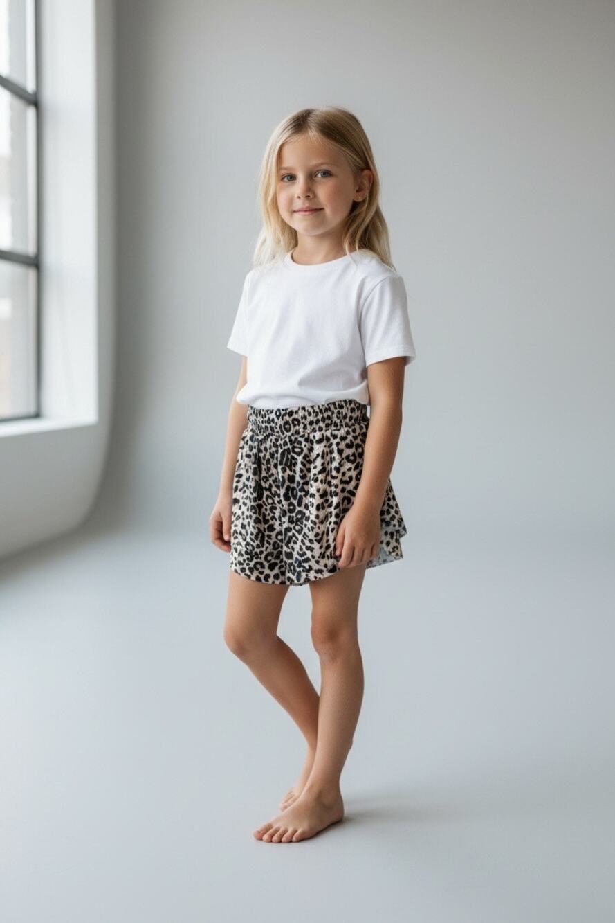 Suzette Collection Girls XL 16 Leopard Print Flowy Shorts Elastic Waist